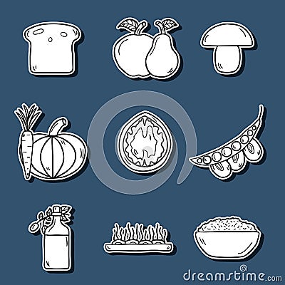 Set of modern stickers in hand drawn style on Vector Illustration