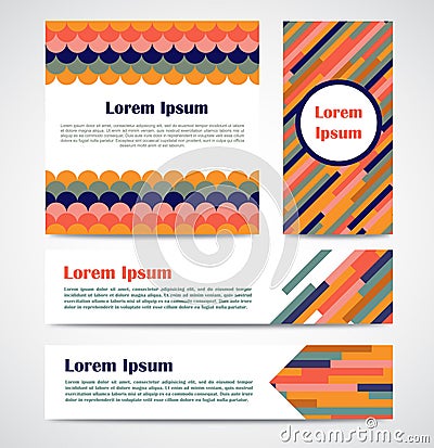 Set of modern striped abstract poster, banners, cards template. Vector Illustration