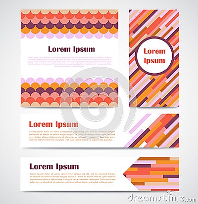Set of modern striped abstract poster, banners, cards template. Vector illustration. Vector Illustration