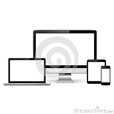 Set of modern technology devices template for responsive design presentation Vector Illustration