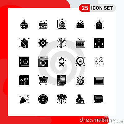 Set of 25 Modern UI Icons Symbols Signs for animal, gift, mother, celebration, parade Vector Illustration