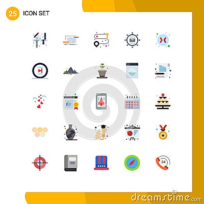 Set of 25 Modern UI Icons Symbols Signs for arrows, optimization, engineering, media, engine Vector Illustration