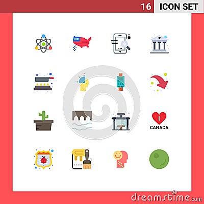 Set of 16 Modern UI Icons Symbols Signs for cooking, money, mobile, bank, city Vector Illustration