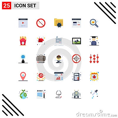 Set of 25 Modern UI Icons Symbols Signs for detail, development, setting, develop, coding Vector Illustration