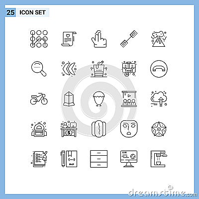 Set of 25 Modern UI Icons Symbols Signs for energy, link, marriage card, connection, touch Vector Illustration