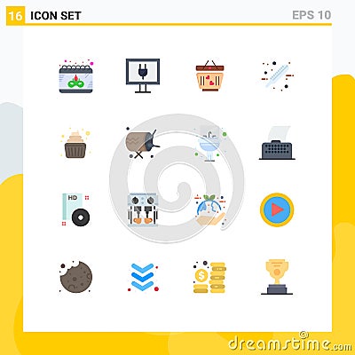 Set of 16 Modern UI Icons Symbols Signs for family, baby, love, test, health Vector Illustration