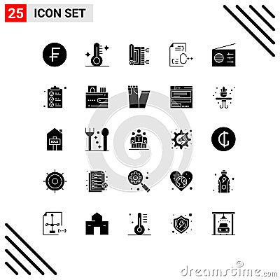 Set of 25 Modern UI Icons Symbols Signs for file, develop, carpet, coding, namaz Vector Illustration