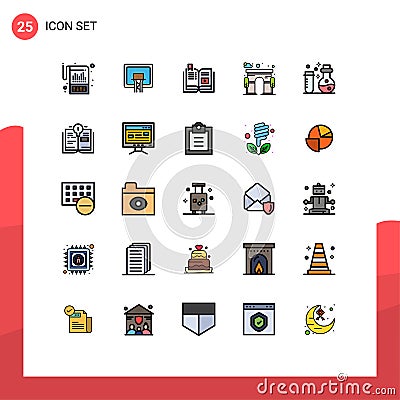 Set of 25 Modern UI Icons Symbols Signs for gate, city, board, architecture, education Vector Illustration