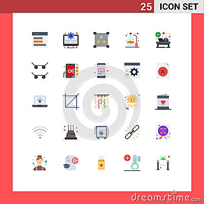 Set of 25 Modern UI Icons Symbols Signs for hotel, desk, abstract, wine, alcohol Vector Illustration