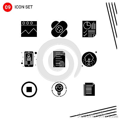 Set of 9 Modern UI Icons Symbols Signs for html, boss, data, user, contact Vector Illustration