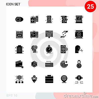 Set of 25 Modern UI Icons Symbols Signs for interior, cupboard, hardware, write, study Vector Illustration