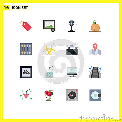 Set of 16 Modern UI Icons Symbols Signs for makeup, cosmetics, life, beauty, food Vector Illustration