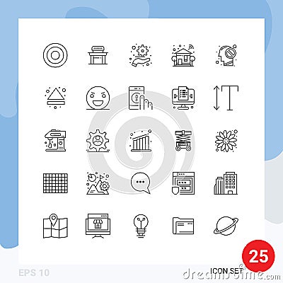 Set of 25 Modern UI Icons Symbols Signs for mind, tree, control, wifi, smart Vector Illustration