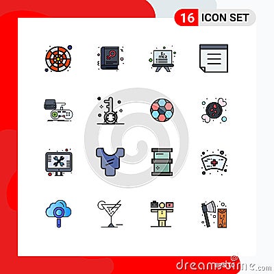 Set of 16 Modern UI Icons Symbols Signs for playstation, game, sign, console, note Vector Illustration