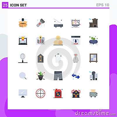 Set of 25 Modern UI Icons Symbols Signs for processing, tools, devices, project, hardware Vector Illustration