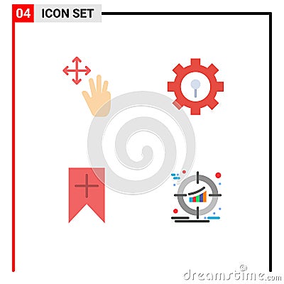 Set of 4 Modern UI Icons Symbols Signs for three, plus, hold, protection, user Vector Illustration