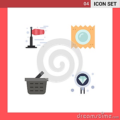 Universal Icon Symbols Group of 4 Modern Flat Icons of windy, checkout, condom, medicine, coding Vector Illustration