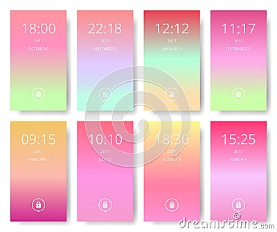 Set of modern user interface, ux, ui screen wallpapers for smart phone. Mobile Application, mobile wallpaper, vector illustration Vector Illustration