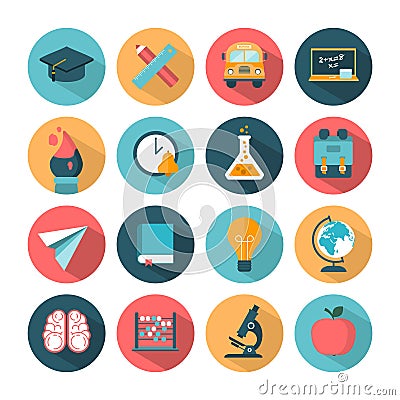 Set of modern vector school icons Vector Illustration