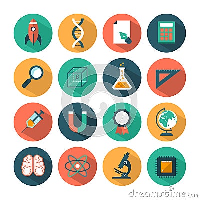 Set of modern vector science icons Vector Illustration