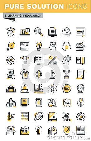 Set of modern vector thin line education icons Vector Illustration