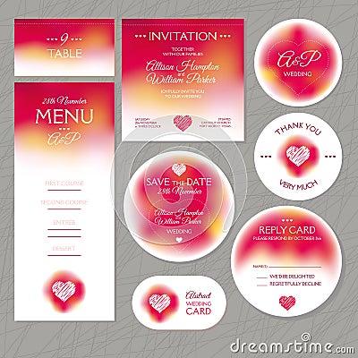 Set of modern wedding cards Vector Illustration