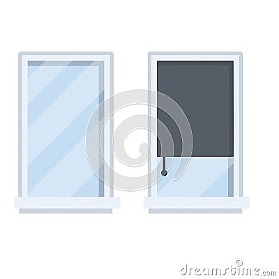 Set of modern Windows with Black frame Vector Illustration