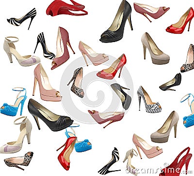 Set of modern woman shoes Stock Photo