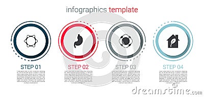 Set Molecule, Human stomach, and Eco friendly house. Business infographic template. Vector Vector Illustration
