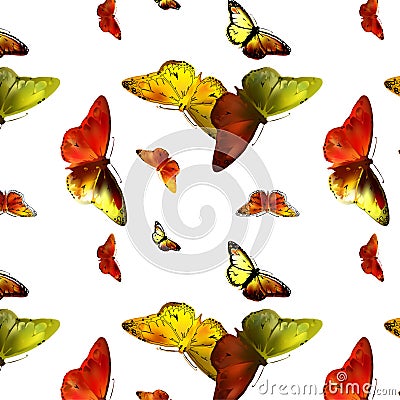 Set Monarch Butterfly with open wings Stock Photo