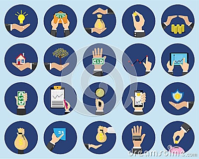 Set of money and financial and investment icons. Vector Illustration