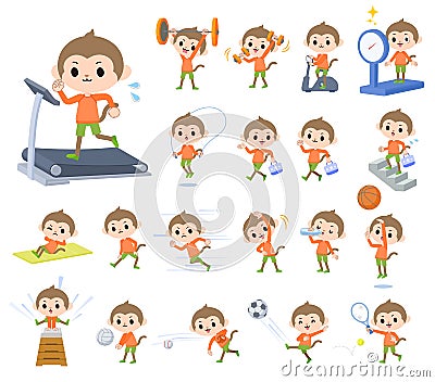 A set of monkey boy on exercise and sports Vector Illustration