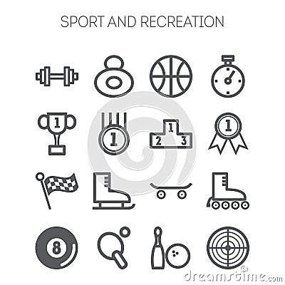 Set of monochromatic simple sports icons Stock Photo