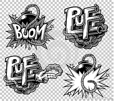 set of monochrome comics icons Stock Photo