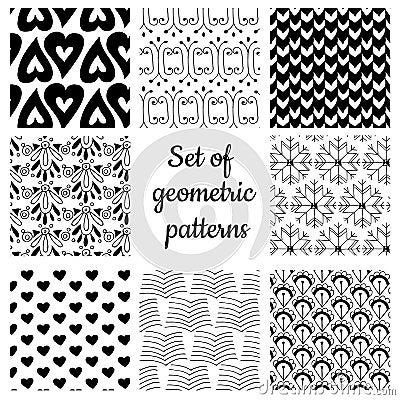 Set of monochrome geometric ornaments Stock Photo