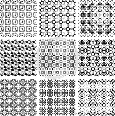 Set of monochrome geometrical patterns Vector Illustration