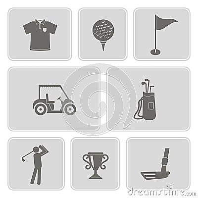 Set of monochrome with golf icons Vector Illustration