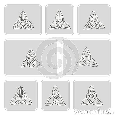 Set of monochrome icons with celtic art and ethnic ornaments Vector Illustration