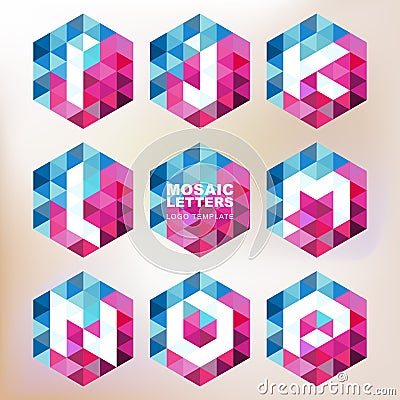 Set of mosaic letter icons. Geometric logo design template. Corp Vector Illustration