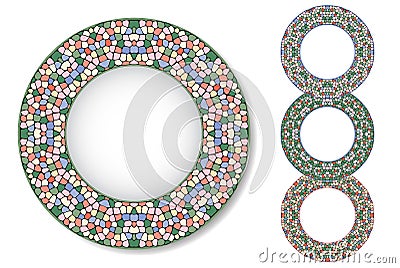 Set of mosaic plates Vector Illustration