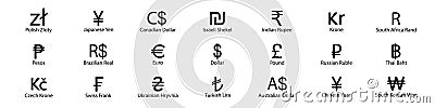 Set of most used currency symbols icon Vector Illustration