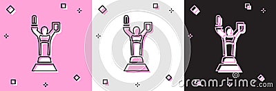 Set Mother Motherland monument in Kiev, Ukraine icon isolated on pink and white, black background. Vector Vector Illustration