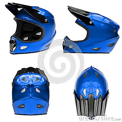 Set of Motor Sport FullFace Helmet Isolated Stock Photo