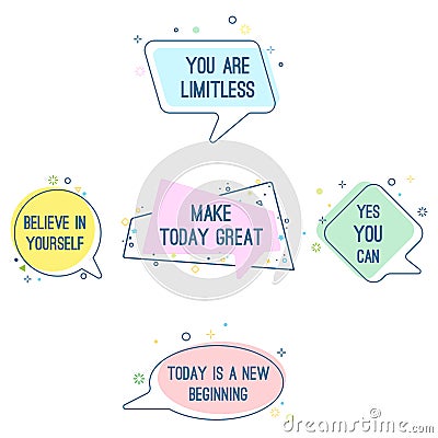 Set of motto sayings believe in yourself, you are limitless Vector Illustration