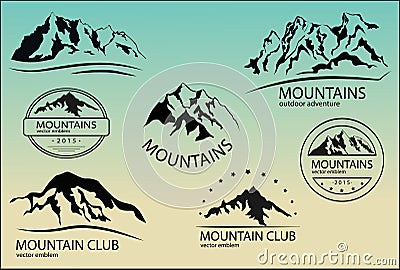 Set of mountain emblems. Design elements. Vector Illustration