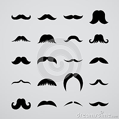 Set of moustache icons Vector Illustration