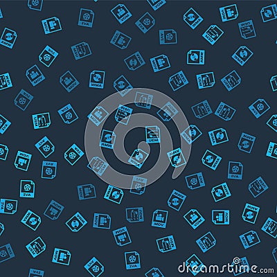 Set MOV file document, WMA, M3U and AVI on seamless pattern. Vector Vector Illustration