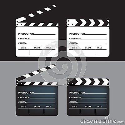 Set of movie clapperboard. Blank movie clapperboard. Vector Illustration Vector Illustration