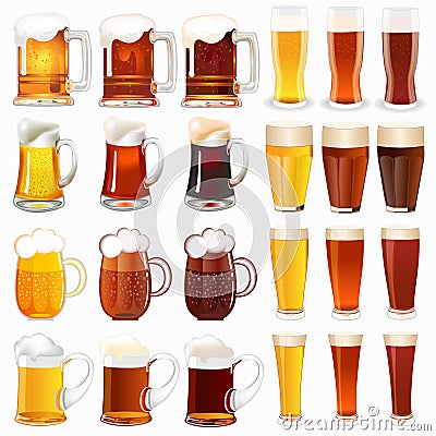 Set of mugs with a light and dark beer Stock Photo