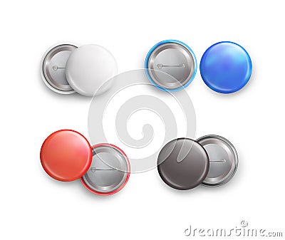 Set of multi color badges. 3d realistic mockup Stock Photo